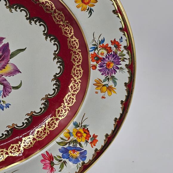 Daher Decorated Ware Oval Tin Tray Autumn Floral Metal Serving Platter England - Picture 5 of 9
